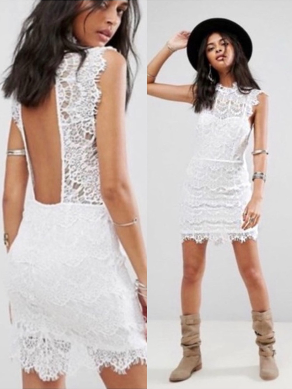 Free People Gorgeous Boho Lace Open Back Dress